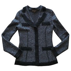 Adolfo Dominguez Plissee-Jacke Bluse schwarz / grau T.S 36-38 Schwarz Anthrazitgrau