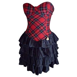 Robe bustier bi-matière (coton) Denny Rose TXS/S Rouge
