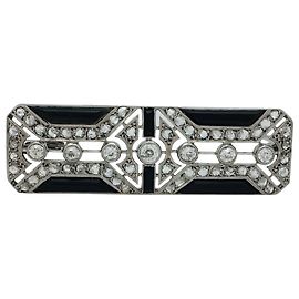 Autre Marque Broche Art Deco Platino, diamantes y ónix. Otro