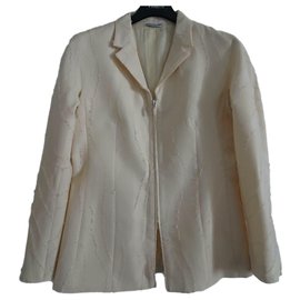 Gianni Versace-Blazer de chaqueta de algodón de alta costura Gianni Versace-Crema