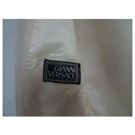 Gianni Versace-Blazer de chaqueta de algodón de alta costura Gianni Versace-Crema