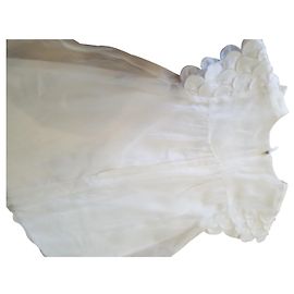 Vestido Chloé de seda e algodão cor eggshell 12 meses Fora de branco