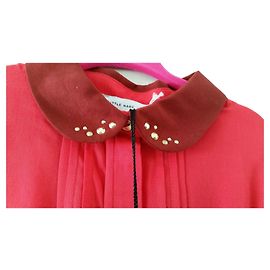 Marc Jacobs Little Marc Jacob Blouse bright red plisse , collar with golden patterns on the collar , Red