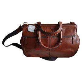 Autre Marque-Fossil leather travel bag "Defender"-Brown,Cognac,Caramel