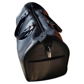 Louis Vuitton-Speedy 30 black leather ear-Black