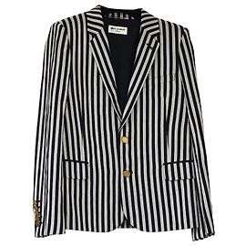 Saint Laurent Raw and Black Jacke aus Wolle und Baumwolle Schwarz Beige