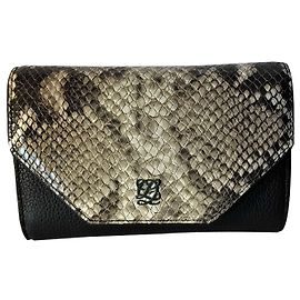 Autre Marque Cartera Louis XIV "Joan" Python beige / cuero negro Impresión de pitón