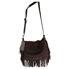 Autre Marque-Bolso bandolera de gamuza FREDERIC NUEVO-Chocolate,Marrón oscuro