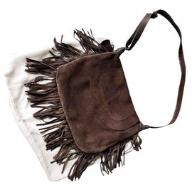 Autre Marque-FREDERIC T suede shoulder bag NEW-Chocolate,Dark brown