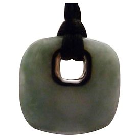 Autre Marque Collana QEELIN in Giada Verde e Oro Bianco Altro