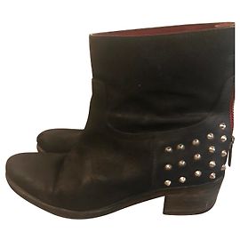 Zadig & Voltaire Teddy Rock Botas de couro pretas Preto