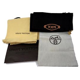 Louis Vuitton 3 dustbagS HERMES TOD'S VUITTON Black Orange Yellow