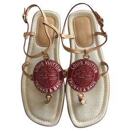 Louis Vuitton-Globe Trunks & Bags sandali-Rosso,Beige