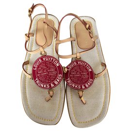 Louis Vuitton-Globe Trunks & Bags sandals-Red,Beige