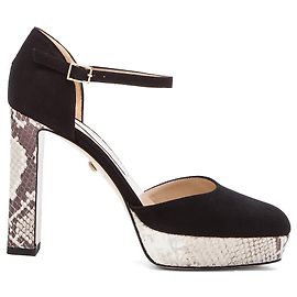 Diane Von Furstenberg DvF Mika chaussures en peau de serpent et daim Noir