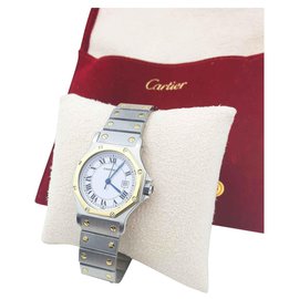 Cartier-Cartier Santos Octagonal Large Model-Silvery,Golden