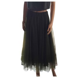 Parosh-New tulle long skirt-Khaki