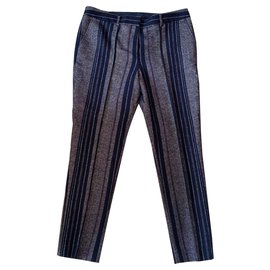 Tory Burch-Pantalons, leggings-Blanc,Bleu