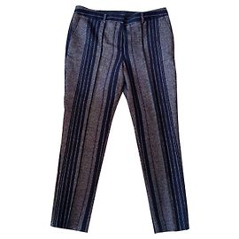 Tory Burch Striped Wool Chino Pants Blue White White Blue