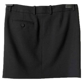 Saint Laurent-Mini-jupe noire 100% laine-Noir