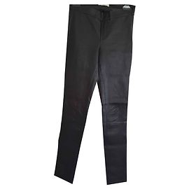 Ba&Sh Pantalones negros en piel de cordero Negro