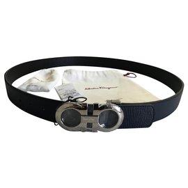 Salvatore Ferragamo-Salvatore Ferragamo, new black belt reversible ferragamo salvatore-Black,Blue