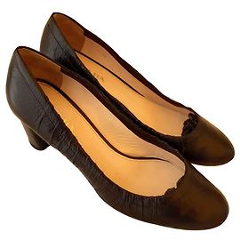 Prada Black Leather Heels Size 39 Black