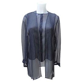 Giorgio Armani Top e Camicia in Seta Blu Navy Blu navy