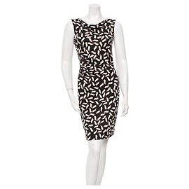 Diane Von Furstenberg Robe en soie DvF Glasmary Marron Noir Écru