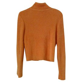 Chanel-CHANEL Jacket orange  in mixt Cotton stretch-Orange
