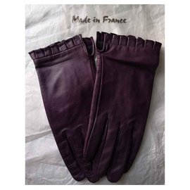 Autre Marque-Plum leather gloves-Prune