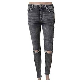 Vaqueros Zara Beige y Gris de Algodón XS Beige Gris