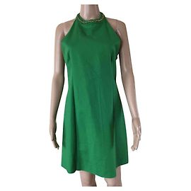 Vestido Zara de algodão verde Verde