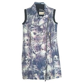 Diesel Ärmelloses kurzes Kleid Weiß Lila Hellblau