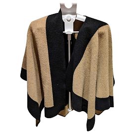 Poncho Burberry en cachemire et laine noir caramel Noir Caramel