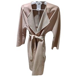 Autre Marque Abrigo Largo Reversible de Lana Rosa Beige Rosa Beige