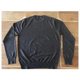 Autre Marque-Real Cashmere T dark gray heather sweater. 52-Dark grey