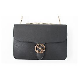 Sac Gucci Interlocking en cuir agneau noir Noir
