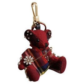 Burberry-Burberry, Porta-chaves Thomas Bear com gancho de cabelo 100 % cachemire-Vermelho