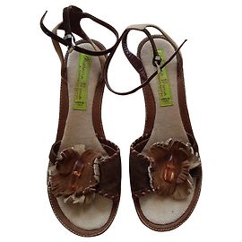 Autre Marque Matière première par Goffredo Fantini sandales 8 CM TALONS Marron Beige
