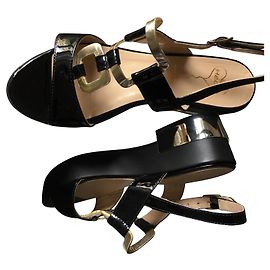Autre Marque Mules compensées ECHO en cuir verni noir Noir