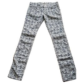 Isabel Marant Etoile-Pantalones blancos / azul estilo jeans-Blanco,Azul