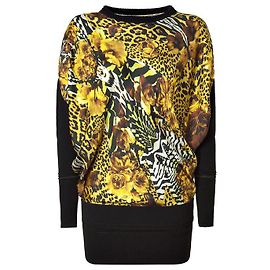 Robe léopard à fleurs Roberto Cavalli Noir