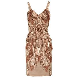 Alberta Ferretti Seidenbandkleid Beige
