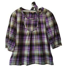 Blusa Sandro de algodón con estampado tartán Multicolor