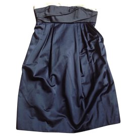 Tara Jarmon-Tara Jarmon Strapless Dress-Navy blue