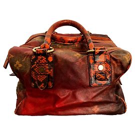Louis Vuitton MANCRAZI Bolso de cuero y pitón marrón naranja Multicolor