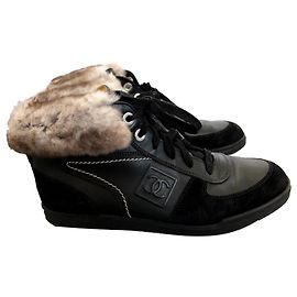 Chanel Sneakers Black Leather Black