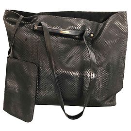 Bolsa tote Gucci em python com bolsa combinada preta Preto