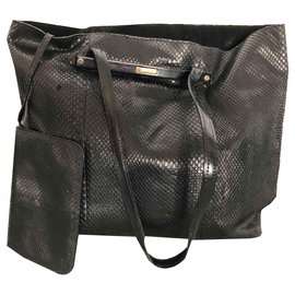 Gucci Python Tote Bag mit Etui Schwarz Schwarz